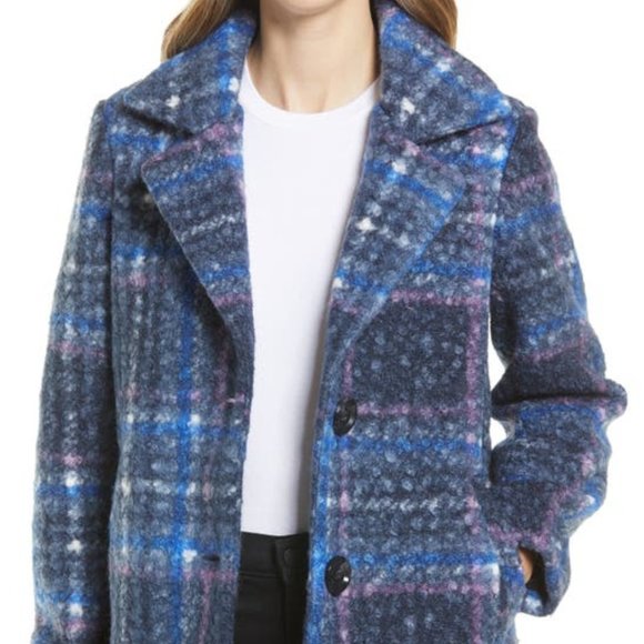 Sam Edelman Short Plaid Teddy Coat Faux 